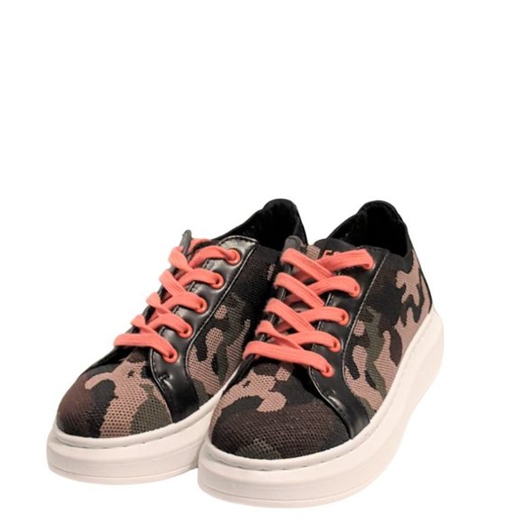 Forever 21 Brown/Green Camo Print Coral Lace-Up Sneaker Shoes New Size 8 - Picture 2 of 9